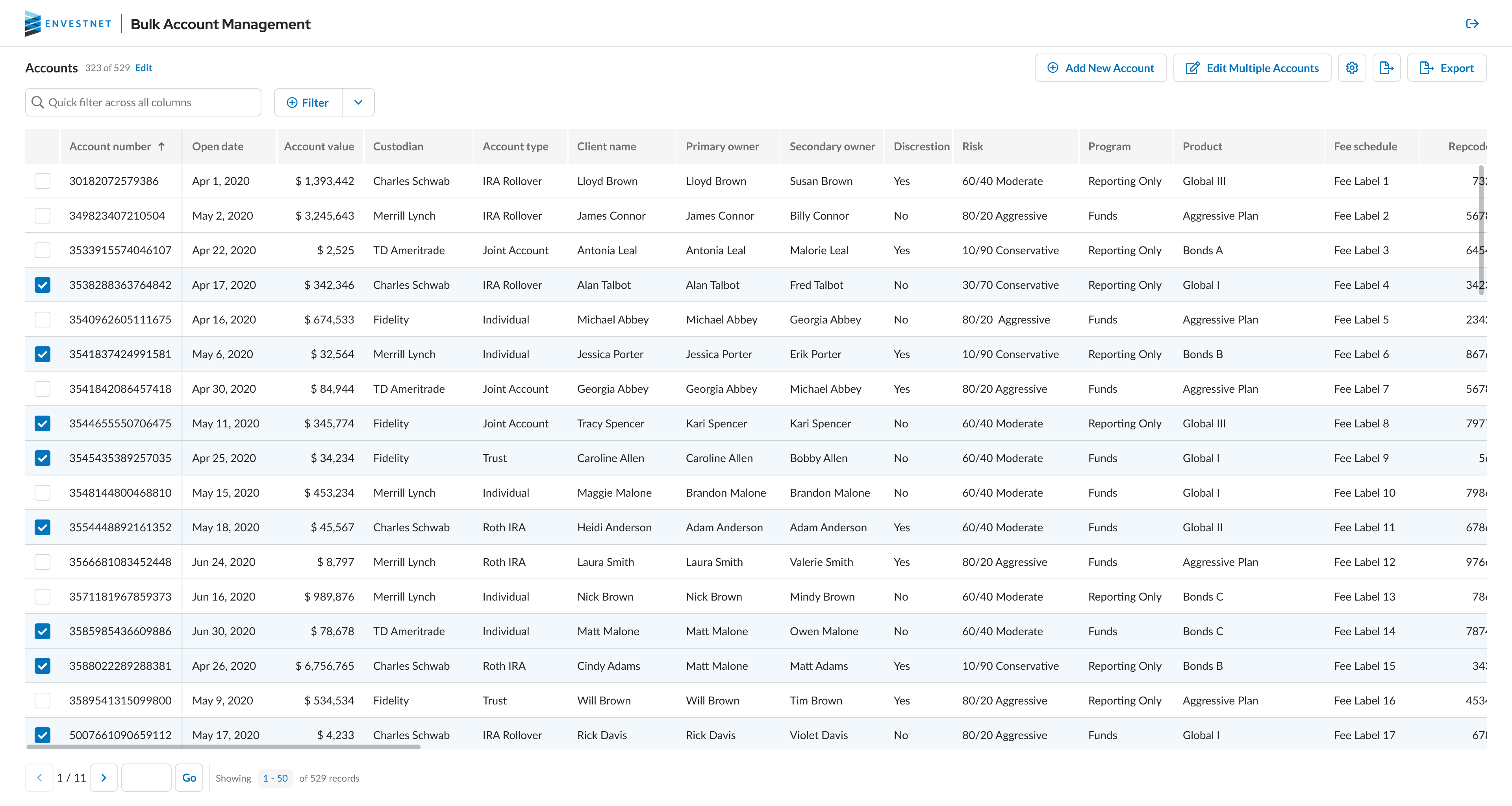 Multi account selection