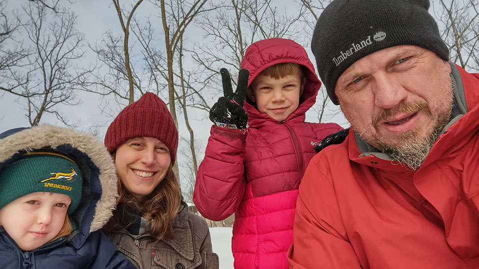 Christo and family in the winter.