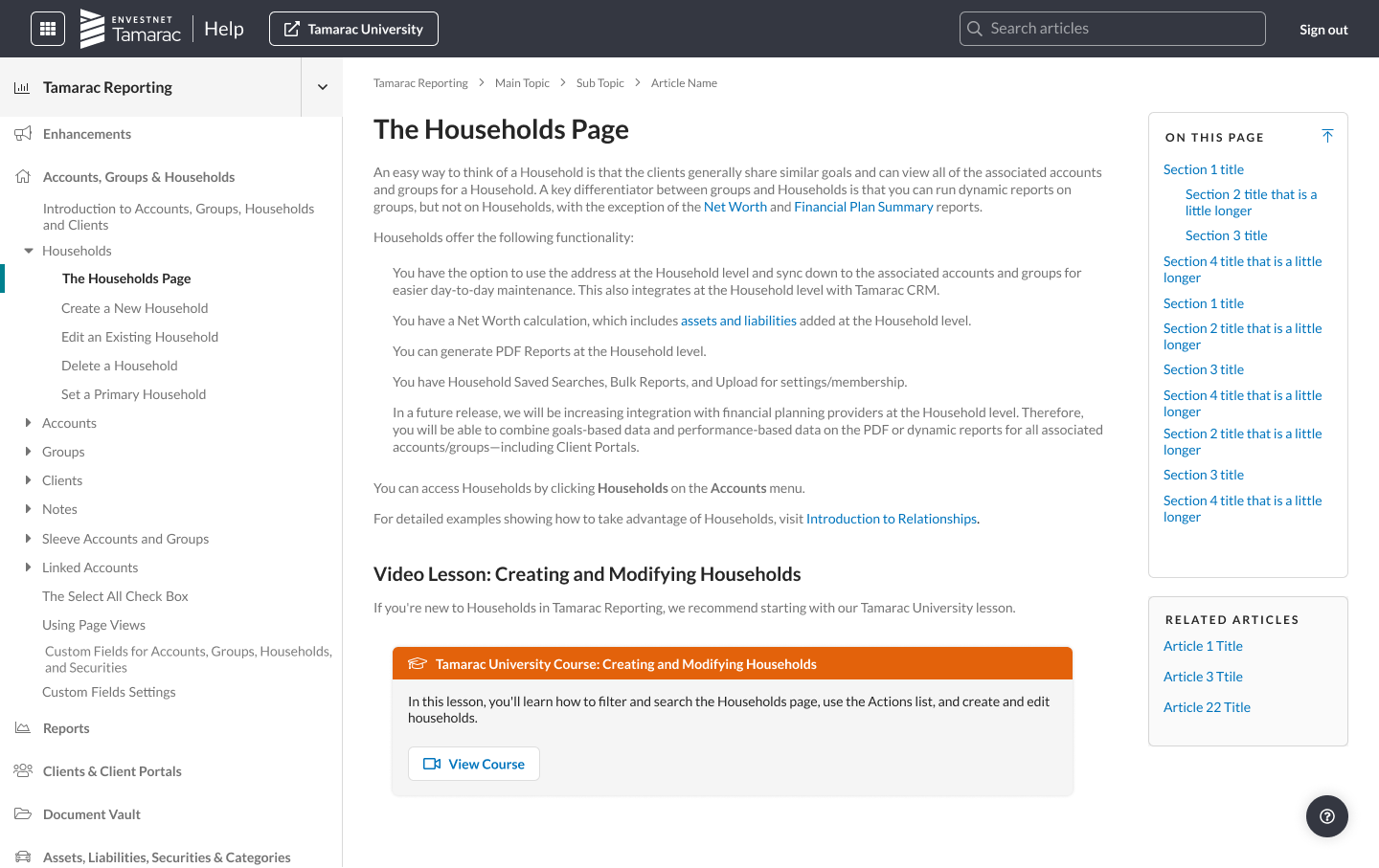 Household article page
